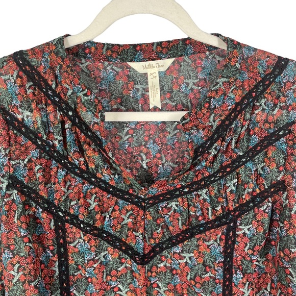 Matilda Jane Flowy Peasant Coral Blouse Tunic size Large - Picture 5 of 9